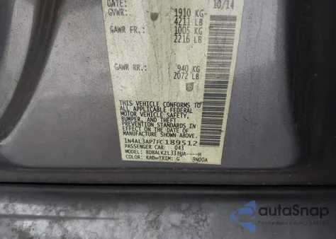2015 Nissan Altima 2.5 Sv from USA, damaged, VIN 1N4AL3AP7FC189512